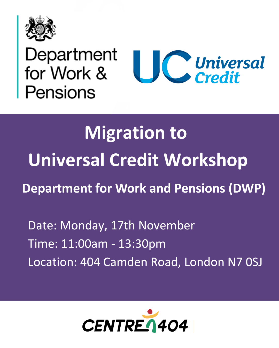 Migration to Universal Credit Workshop with DWP​